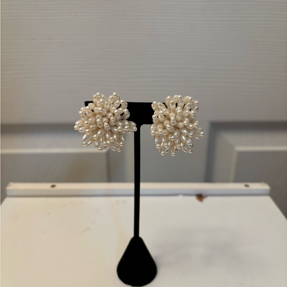 Vintage Pearl Strands Earrings - Clip On